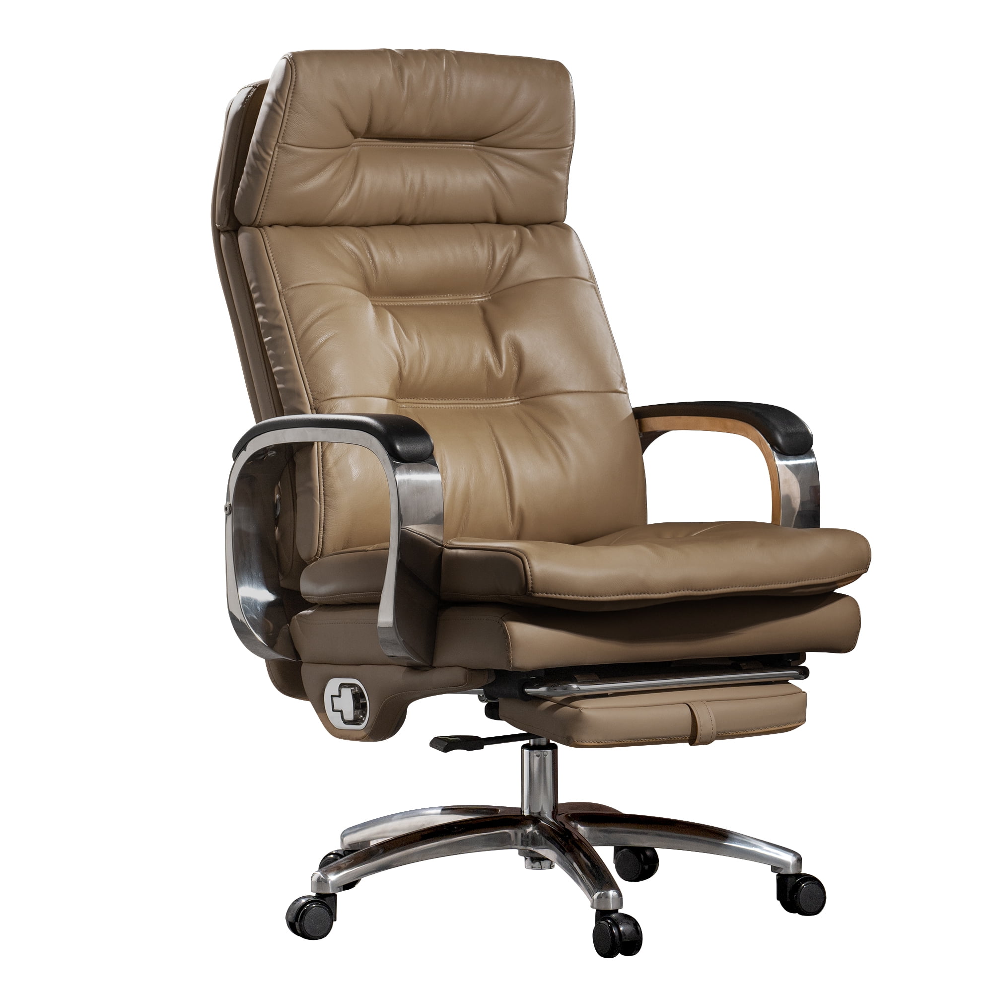 Reclining Office Chair Rolling Swivel Chair Footrest Linen-Feel