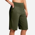 thumbnail image 1 of Kinrui 12" Long Bermuda Shorts for Women Knee Length with Pockets High Waisted Stretch Shorts for Summer Walking Army Green L, 1 of 9