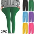 thumbnail image 1 of Kinrui 2PC Leggings for Girls Size 3-12,Comfy Soft Solid Color Tight Yoga Pants Yellow 9 Years, 1 of 10