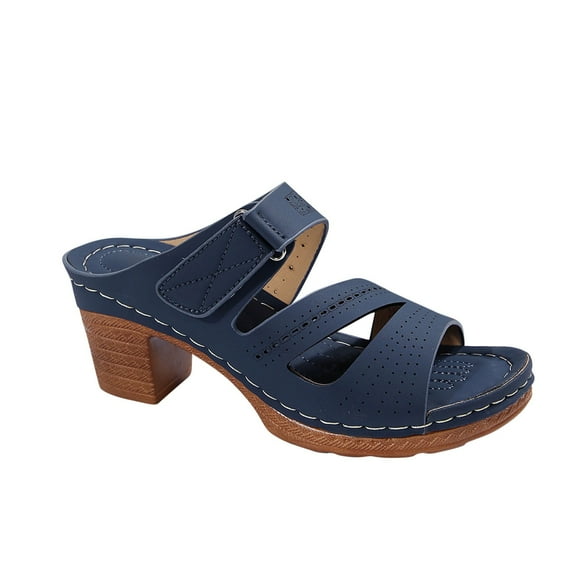 Kinrui Athletic Sandals for Women Women's Fashion Casual Summer New Hollow One-Line Wedge Heel Sewing Beach Sandals