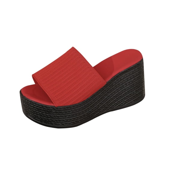 Kinrui Beach Sandals for Women Women's Fashion Casual Summer New Solid Color Retro Thick Bottom Open Toe Beach Slippers