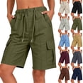 thumbnail image 1 of Kinrui Bermuda Shorts for Women Summer Quick Dry Cargo Shorts with Multi-Pockets Outdoor Drawstring Knee Length Hiking Short, 1 of 8