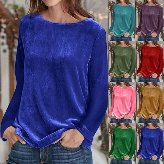 Kinrui Boat Neck Velvet Tops for Women Vintage Casual Long Sleeve Crewneck Velour Blouse Loose Fit Soft Comfy Everyday Wear Pink,XXL
