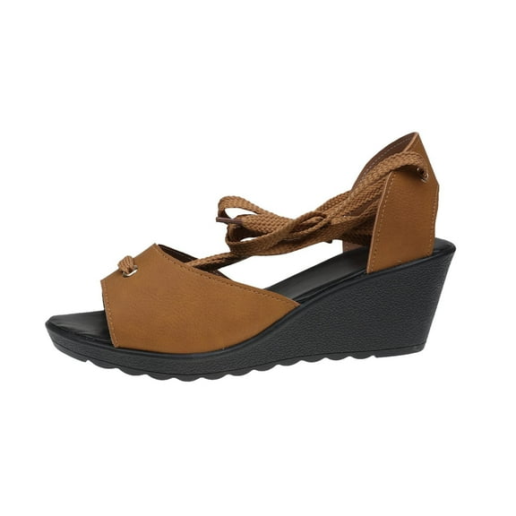 Kinrui Boho Sandals Women Fashion Women Casual Round Head Bandage Sandals Comfy Beach Casual Shoes