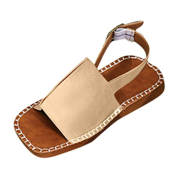Kinrui Boho Sandals Women Women's Fashionable And Casual Summer New Solid Color Open Toe Beach Slippers