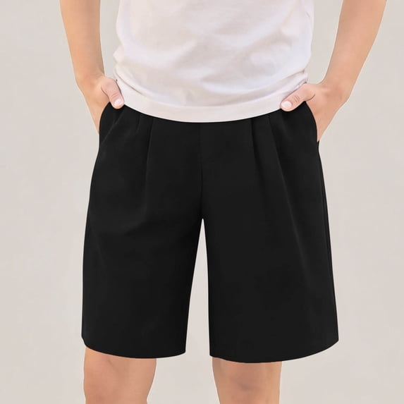 Kinrui Boys Flat Front Pleat Dress Shorts Casual Formal Classic School Uniform Shorts with Pocket 5-15 Years