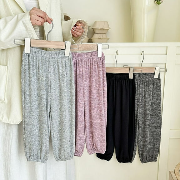 Kinrui Boys Girls Long Bloomers Anti-Mosquito Wide Leg Elastic Waist Harem Trouser Sizes 1-10 Purple 2 Years