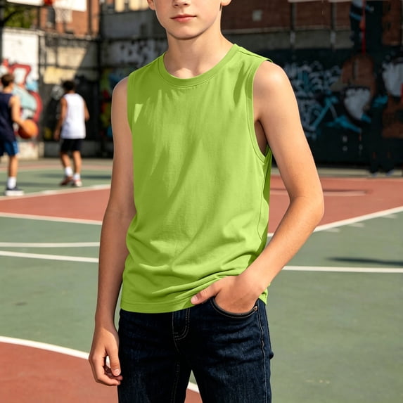 Kinrui Boys Tank Tops Athletic Sleeveless Crewneck T-Shirts Undershirts 3-14 Years