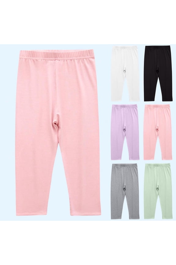 Capri Leggings for Girl Basic School Sports Dance Cropped Summer Yoga Pants Size 3-13 Gray 11 Years