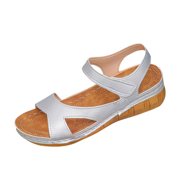 Kinrui Comfortable Sandals for Women Women's Fashion Casual Fish Mouth Spring And Summer New Breathable Wedge Heel Thick Bottom Beach Sandals