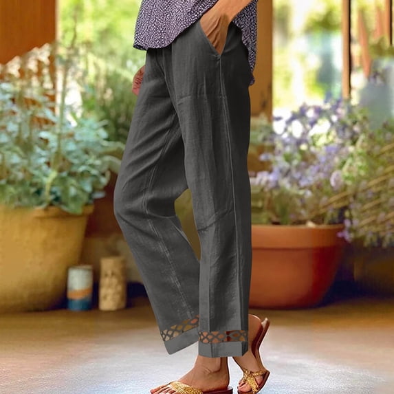 Kinrui Dress Pants for Women Stretchy Business Casual Flare Trousers Mig Rise Office Slacks with Pockets Gray S