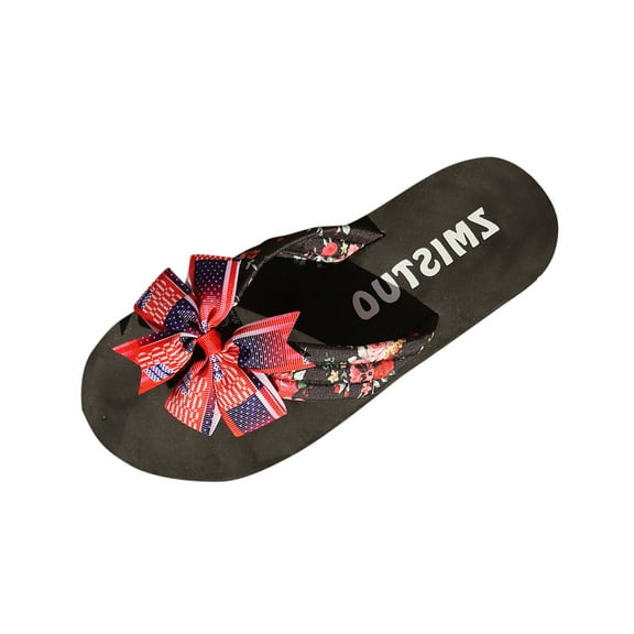 Kinrui Dress Sandals for Women Women's Fashion Casual Summer New Independence Day Printed Flip Flops Sandals Slippers