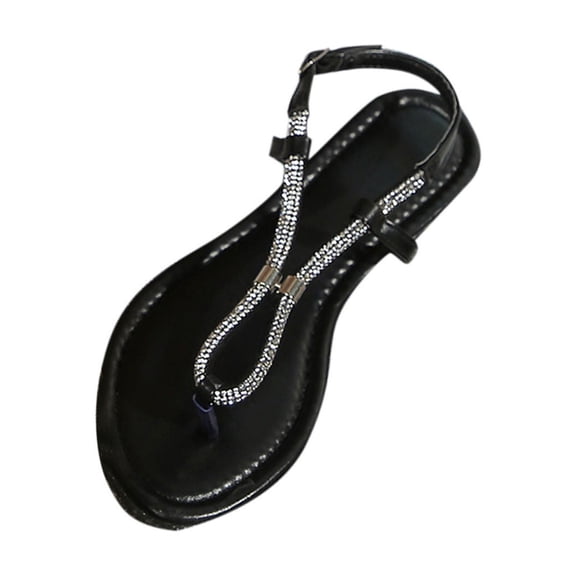 Kinrui Fashion Sandals for Women Women's Fashion Casual Spring New Rhinestone Open Toe Thong Flat Sandals