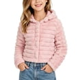 thumbnail image 1 of Kinrui Girls Faux Fur Crop Coat Hooded Fleece Jacket Fuzzy Winter Fall Thermal Shearling Fluffy Overcoat Size 5-13 Years, 1 of 8