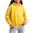 thumbnail image 1 of Kinrui Girls Hoodies Trendy Long Sleeve Hooded Sweatshirt Cute Kids Teen Tween Youth Preppy Fall Winter Pullover Tops 2-14Y Yellow, 1 of 9