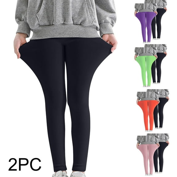 Kinrui Girls Leggings Strech Comfy Soft Solid Color Yoga Pants,2PC,Size 3-12 Mint Green 5 Years