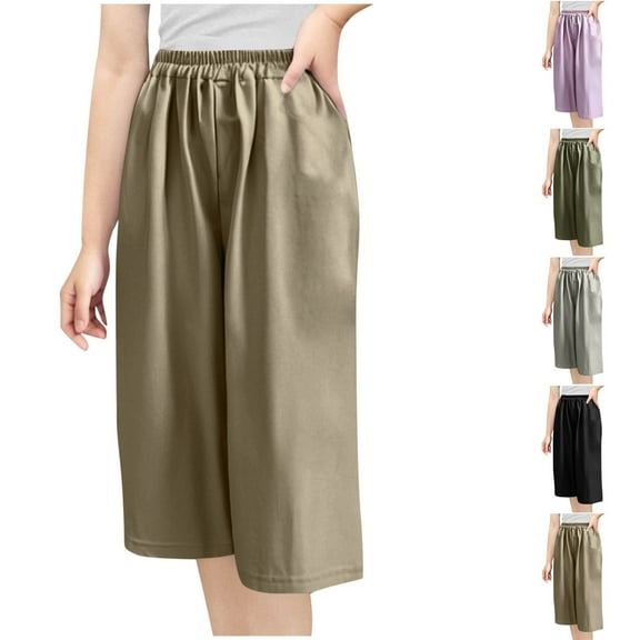 Kinrui Girls Shorts Summer Baggy Quick Dry Sun Protection Capri Pants，Sizes 5-16 Gray 11 Years