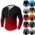 Kinrui Half Button Shirts for Men Henley Long Sleeve Gradient T-Shirts ...