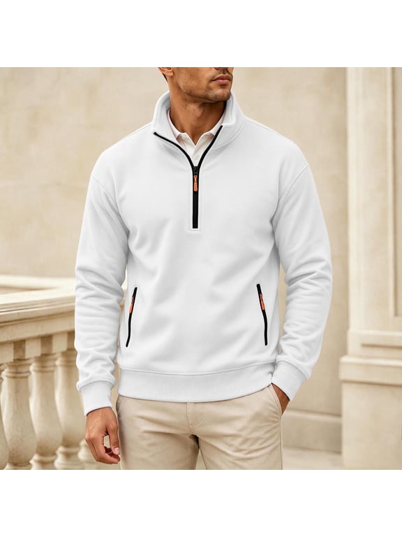 Half Zip Lightweight Pullover for Men Casual Workout Stand Collar Sweatshirts with Zipper Pockets,Size S-2XL