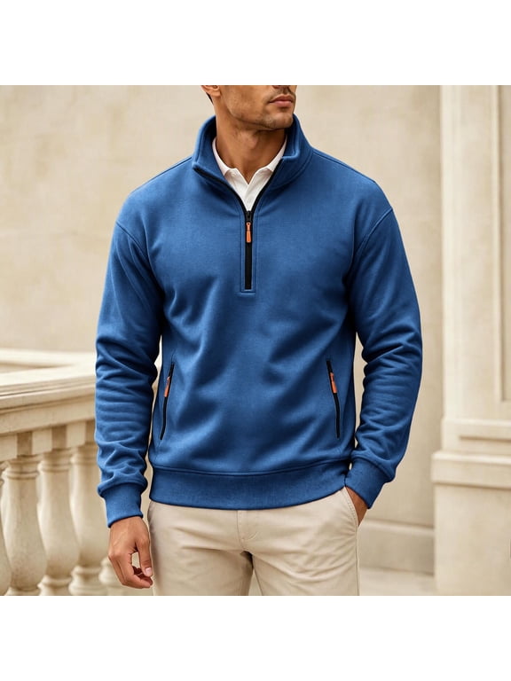 Half Zip Lightweight Pullover for Men Casual Workout Stand Collar Sweatshirts with Zipper Pockets,Size S-2XL