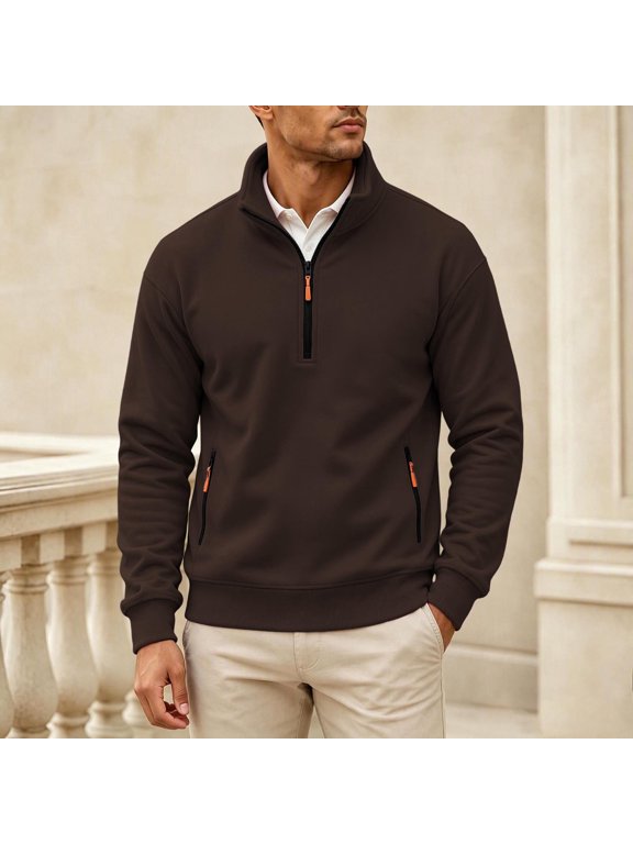 Half Zip Lightweight Pullover for Men Casual Workout Stand Collar Sweatshirts with Zipper Pockets,Size S-2XL