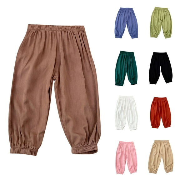 Kinrui Harem Pants for Girl Anti-Mosquito Quick Dry Ice Silk Tousers Elastic Waited Size 2-13 Black 80