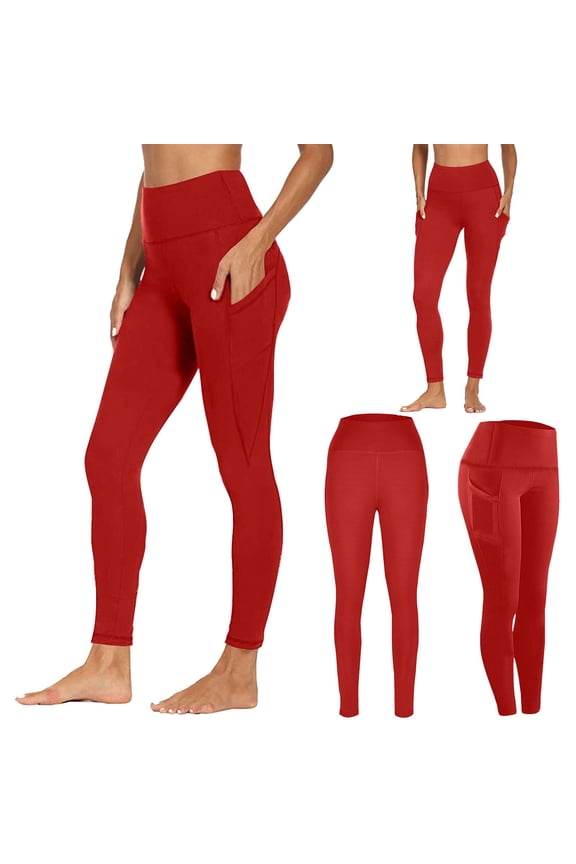High Waisted Leggings for Women Tummy Control Buttery Soft Yoga Pants Womens Gym Workout Running Leggings Red,XL