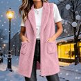 thumbnail image 1 of Kinrui Long Fuzzy Vests for Women Soft Cozy Sleeveless Sherpa Jacket Shawl Collar Open Front Fleece Cardigan Casual Lightweight Outerwear with Pockets Pink S, 1 of 7