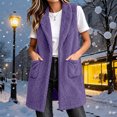 thumbnail image 1 of Kinrui Long Fuzzy Vests for Women Soft Cozy Sleeveless Sherpa Jacket Shawl Collar Open Front Fleece Cardigan Casual Lightweight Outerwear with Pockets Purple S, 1 of 7