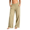 thumbnail image 1 of Kinrui Low Rise Sweatpants Women Wide Leg Baggy Sweat Pants Front Seam Pull on Lounge Trousers with Pocket Beige XL, 1 of 5