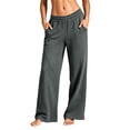 thumbnail image 1 of Kinrui Low Rise Sweatpants Women Wide Leg Baggy Sweat Pants Front Seam Pull on Lounge Trousers with Pocket Dark Gray M, 1 of 5