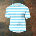 thumbnail image 1 of Kinrui Men's Big and Tall T Shirts Short Sleeve Crew Neck Stripes T-shirt Casual Loose Color Block Summer Tops Light Blue L, 1 of 6