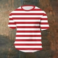 thumbnail image 1 of Kinrui Men's Big and Tall T Shirts Short Sleeve Crew Neck Stripes T-shirt Casual Loose Color Block Summer Tops Red XL, 1 of 6