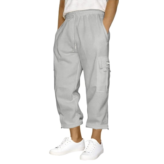 Kinrui Mens Fashion Solid Color Casual Multi-Pocket Cargo Trousers for Men Outdoor Hiking and Work Gray