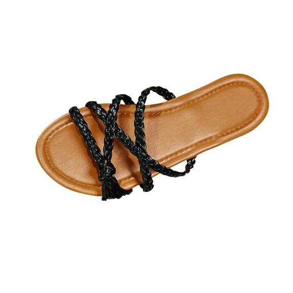 Kinrui Outdoor Sandals for Women Women's Fashionable Casual Summer New Style Solid Color Comfortable Lazy Wear Slip-On Sandals Beach Flat Shoes