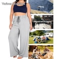 thumbnail image 1 of Kinrui Plus Size Wide Leg Pants for Women Casual Loose Elastic Waist Yoga Trousers with Pocket Gray 2XL, 1 of 9