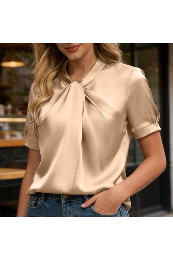 Plus Size Womens Casual Button Down Shirts Roll Up Short Sleeve Collared Tops Ruffled Hem Crop Blouse with Cheat Pocket Purple 5XL
