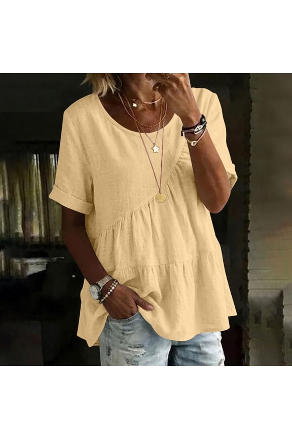 Plus Size Womens Casual Button Down Shirts Roll Up Short Sleeve Collared Tops Ruffled Hem Crop Blouse with Cheat Pocket Wine M