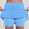 thumbnail image 1 of Kinrui Plus Size Womens Striped Skort Tummy Control Tennis Golf Casual Summer Shorts Stretchy High Waisted Skirt with Built-in Shorts Light Blue 3XL, 1 of 5