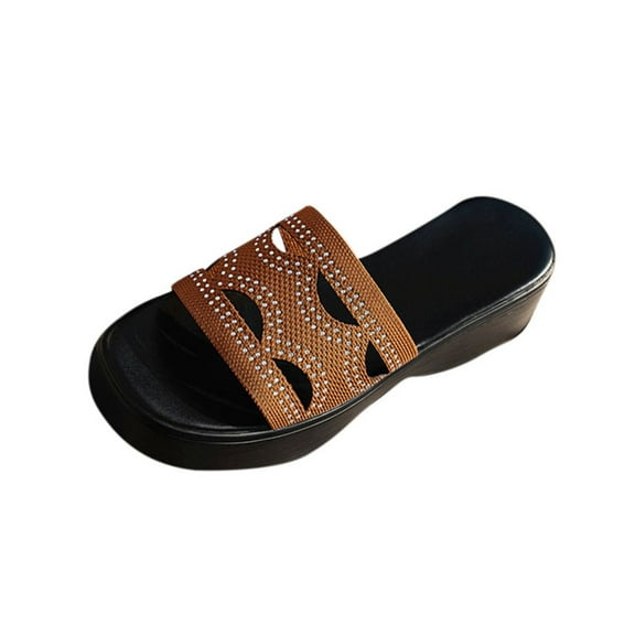 Kinrui Sandals for Women Women's Fashion Casual Summer New Style Solid Color Fish Mouth Thick Bottom Wedge Slippers