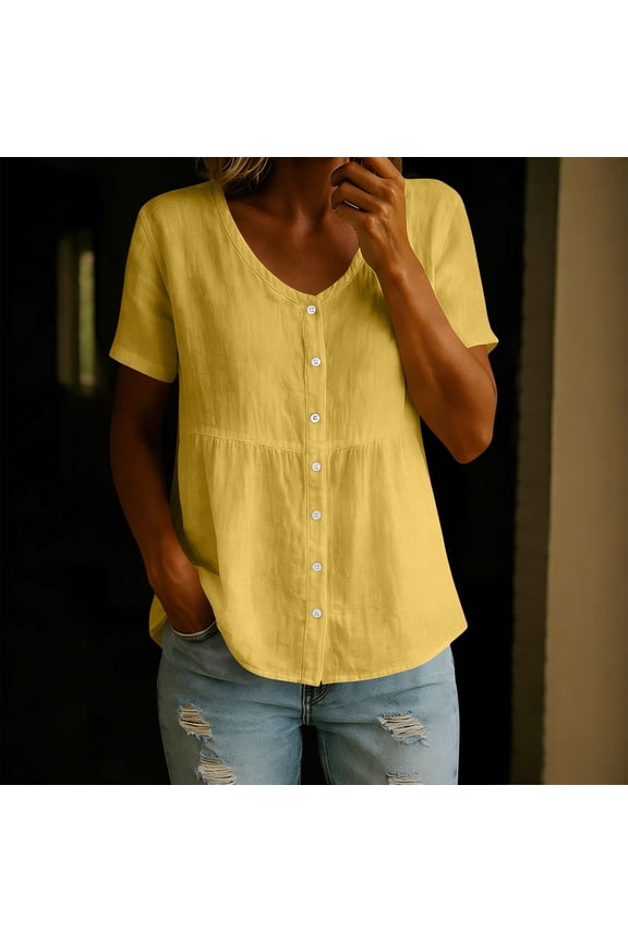 Satin Blouses for Women Silk Button Down Lapel Shirts Short Sleeve Business Casual Tops White L