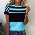 thumbnail image 1 of Kinrui Short Sleeve T-Shirts for Women Casual Striped Color Block Tops Summer Crewneck Tunic Tees Hot Pink L, 1 of 6
