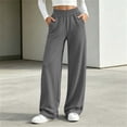 thumbnail image 1 of Kinrui Straight Leg Sweatpants for Petite Women Baggy Lounge Elastic Waist Pants Comfy Cute Fall Trousers Dark Gray S, 1 of 7