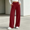 thumbnail image 1 of Kinrui Straight Leg Sweatpants for Petite Women Baggy Lounge Elastic Waist Pants Comfy Cute Fall Trousers Wine 2XL, 1 of 7