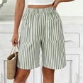 thumbnail image 1 of Kinrui Striped Bermuda Shorts for Women Casual Elastic Waist Summer Beach Long Shorts with Pocket,Size S-2XL, 1 of 6