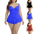 thumbnail image 1 of Kinrui Swim Suits for Women 2026 One Piece Swimsuit V Neck Swimdress Plus Size Bathing Suit Skirt Tummy Control Swim Dress Black,XL, 1 of 4