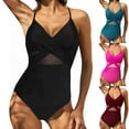 thumbnail image 1 of Kinrui Swim Suits for Women One Piece Swimsuits Tummy Control Bathing Suit Front Cross Adjustable Straps V Neck Swimwear Wine,M, 1 of 6