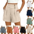 thumbnail image 1 of Kinrui Tailored Shorts for Women with Pockets Casual Dressy Pleated Chino Shorts Wide Leg High Rise Bermuda Shorts Navy M, 1 of 9