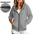 thumbnail image 1 of Kinrui Teen Girls Tear Away Sleeve Hoodies Trendy Zip Up Hoodie Jackets Y2k Youth Tween Preppy Sweatshirts Jacket Back to School Gray 13 Years, 1 of 8