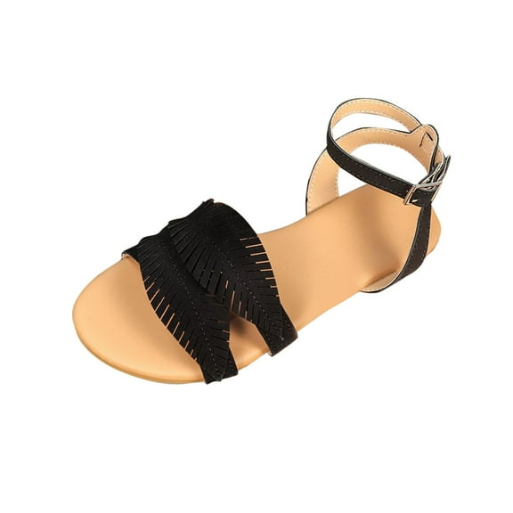 Kinrui Wedge Sandals for Women Women's Fashion Casual Spring And Summer New Retro Tassel Outdoor Soft Bottom Flat Sandals